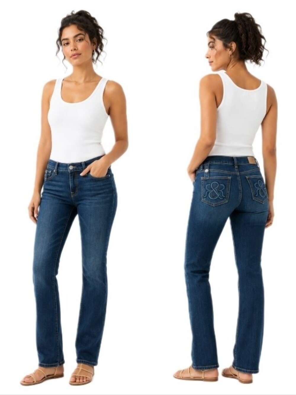 Rock & Republic Straight Leg Jeans Dark Wash Mid Rise Denim 12
